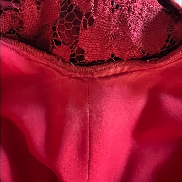 Lela Rose Red Floral Lace Long Sleeve Dress - Picture 9 of 10